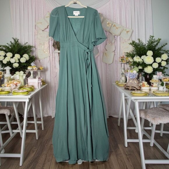 LUXE by Seraphine Maternity Nursing Dress Size 6 Green Gauze over Jersey - Picture 1 of 11